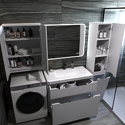 Style Line Тумба с раковиной Марелла 90 Люкс Plus антискрейтч белая матовая – фотография-4